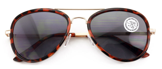 Large Metal Tear Drop Progressive Reading Sunglasses - Zero Power On Top No Line