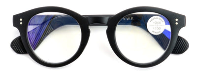 Round Progressive Reading Glasses - Clear Zero Power on Top - No Bubble or Line