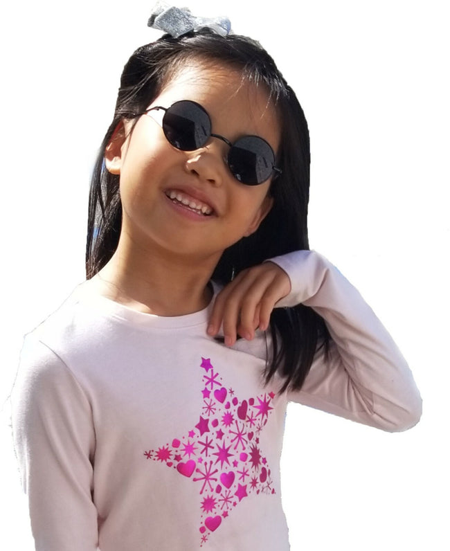 Kids Children Size Hippie Round Circle Lens Lennon Metal Sunglasses (Age 3-12)
