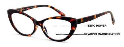 Women Cat-Eye Progressive Reading Glasses Clear Zero Power on Top - Blue Blocker