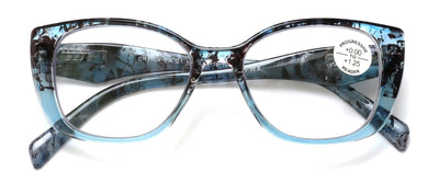 Women Floral Progressive Reading Glasses - Zero Power On Top - No Line Or Bubble