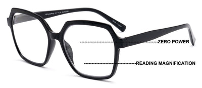 Women’s Square Progressive Clear Lens Reading Glasses – No Line - Clear On Top