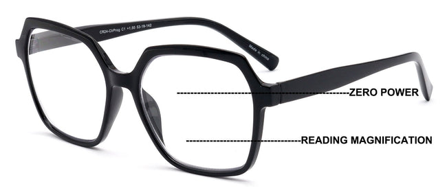 Women’s Square Progressive Clear Lens Reading Glasses – No Line - Clear On Top