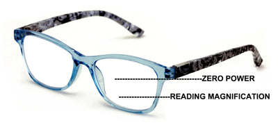 Women Floral Clear Progressive Reading Glasses - Zero Power on Top - No Bubble