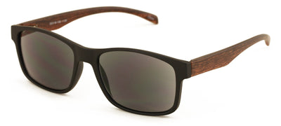 Men Modern Rectangular Tinted Reading SunGlasses - Wood Grain Temple Print UV