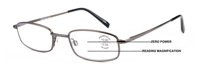 Metal Slim Lightweight Progressive Clear Reading Glasses - Zero Power on Top