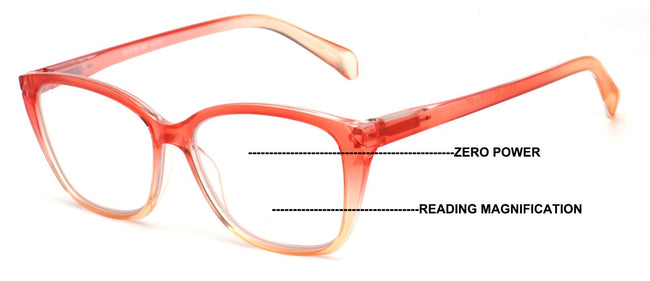 Women Translucent Progressive Reading Glasses - Clear Zero Power On Top Reader