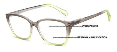 Women Translucent Progressive Reading Glasses - Clear Zero Power On Top Reader