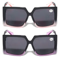 2 Pairs Square Oversize Women BIFOCAL Outdoor Reading Sunglasses Glasses