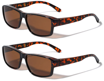 2 Pairs of Rectangular Polarized Fit Over Sunglasses Wear Over Eyeglasses Unisex