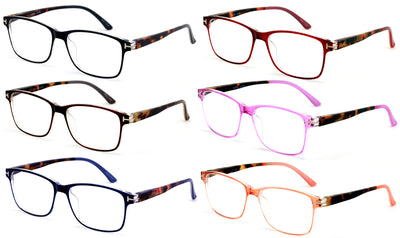 6 Pairs Women Fashion Reading Glasses - Lightweight Clear Lens Reader Torto 7018 - Vision World