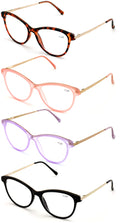 Women Vintage Fashion Oval Reader - Metal Gold Temple Reading Glasses