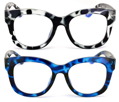 2 Pairs Glasses Blue Light Blocking, UV Computer Readers Reading Bold Eye Clear