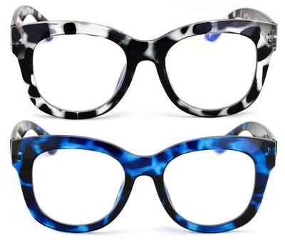 2 Pairs Glasses Blue Light Blocking, UV Computer Readers Reading Bold Eye Clear