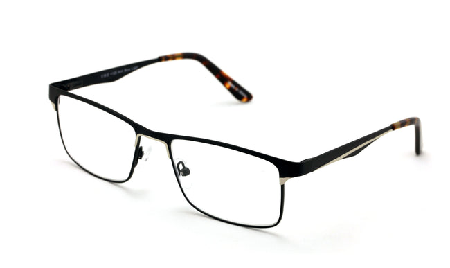 Men Premium Rectangle Stainless Steel Reading Glasses Wide Fitment Metal Reader - Vision World