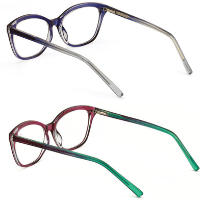 2 Pairs Women Optical Frame Translucent Fashion Reading Glasses Reader ZT105