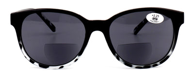 Women’s Bifocal 2-Tone Tortoise Reading Sunglasses – UV400 Tinted Lenses, Oval C
