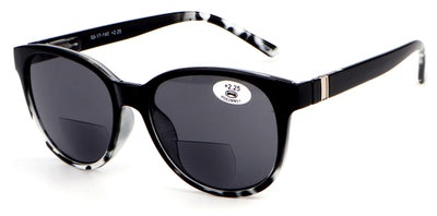 Women’s Bifocal 2-Tone Tortoise Reading Sunglasses – UV400 Tinted Lenses, Oval C
