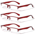 3 Pairs Rectangular Half Rim Reading Glasses - Simple Classic Clear Lens Reader - Vision World