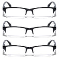3 Pairs Rectangular Half Rim Reading Glasses - Simple Classic Clear Lens Reader - Vision World