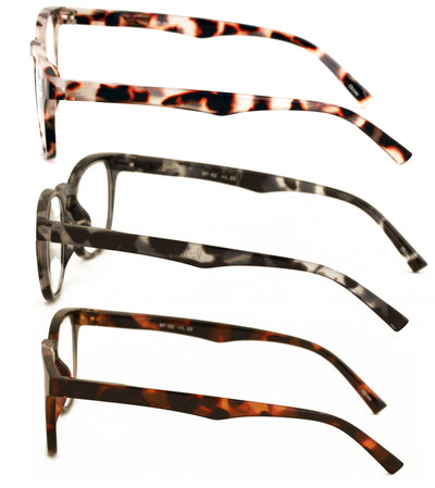 3 Pairs Round Keyhole Reading Glasses for Men & Women – Spring Hinge, Clear Lens