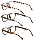3 Pairs Round Keyhole Reading Glasses for Men & Women – Spring Hinge, Clear Lens