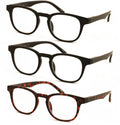 3 Pairs Round Keyhole Reading Glasses for Men & Women – Spring Hinge, Clear Lens