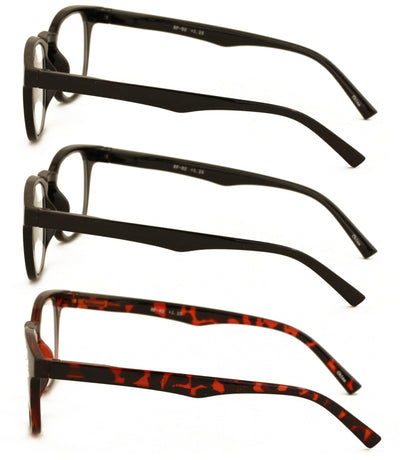3 Pairs Round Keyhole Reading Glasses for Men & Women – Spring Hinge, Clear Lens