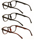 3 Pairs Round Keyhole Reading Glasses for Men & Women – Spring Hinge, Clear Lens