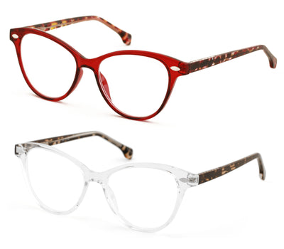 2 Pairs Women 2 Tone Oval Tortoise Temple Optical Frame Fashion Reading Glasses ZT102