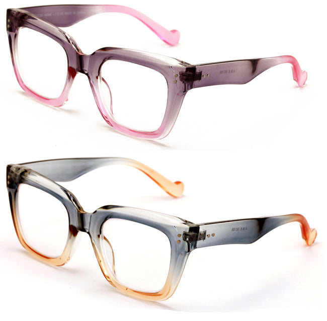 2 Pairs Bold Oversized Women Clear Lens Reading Glasses Large Reader - Vision World