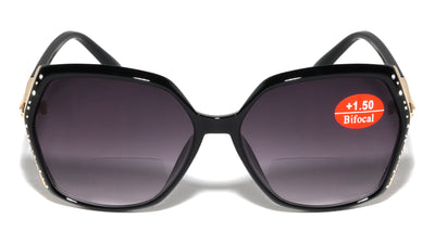 Women Oversized Rhinestones BIFOCAL Reading Sunglasses - Outdoor Reader Glasses