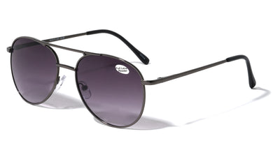 Quality Metal Aviator Reading Glasses - Spring Hinge Tear Drop Reader gold brown