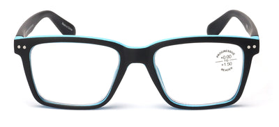 Men Matte Bold Progressive Reading Glasses - Clear Zero Power On Top - No Bubble