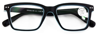 Men Matte Bold Progressive Reading Glasses - Clear Zero Power On Top - No Bubble