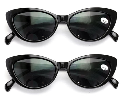 2 Pairs Women's Bifocals Reading Sunglasses Reader Glasses Outdoor Cateye retro - Vision World
