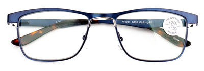 Men Large Metal Clear Progressive Reading Glasses Zero Power On Top - No Bubble