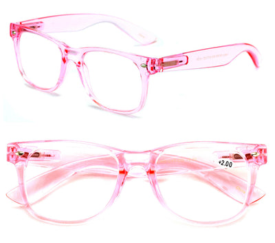 2 Pairs Transparent Neon Classic clear frame reading glasses unisex readers lot - Vision World
