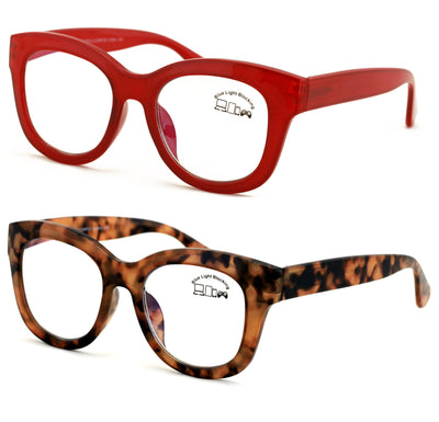 2 Pairs Glasses Blue Light Blocking, UV Computer Readers Reading Bold Eye Clear