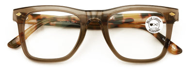 Men Square Blue Blocker Reading Glasses - AR Coating - Anti-Scratch Clear Reader