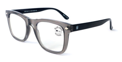 Men Square Blue Blocker Reading Glasses - AR Coating - Anti-Scratch Clear Reader