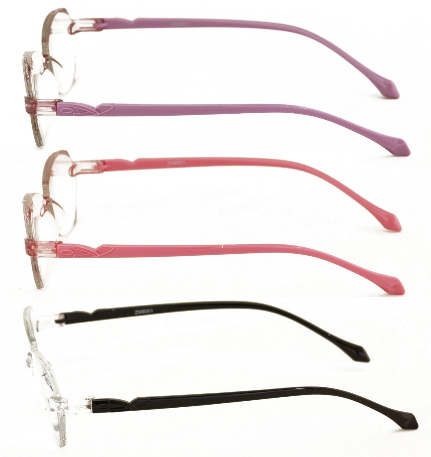 3 Pairs Women’s Rimless Octagon Reading Glasses – Lightly Tinted Lens ...