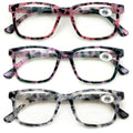 3 Pairs Women’s Reading Glasses – Clear Full-Magnification Lenses, Spring Hinges