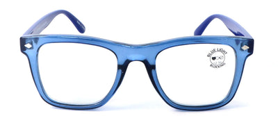 Men Square Blue Blocker Reading Glasses - AR Coating - Anti-Scratch Clear Reader