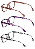 3 Pairs Women’s Reading Glasses – Clear Full-Magnification Lenses, Spring Hinges