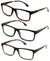 3-Pack Rectangular Reading Glasses for Men – with Mosaic Pattern Temples - Clear