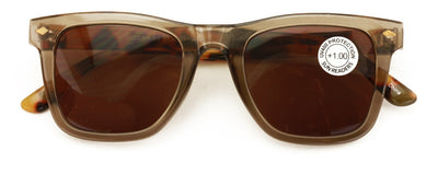 Men Square Tinted Reading Glasses - Fully Magnified Lens Reader - UV Protection