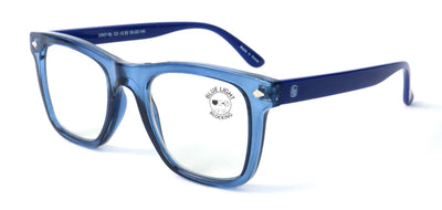 Men Square Blue Blocker Reading Glasses - AR Coating - Anti-Scratch Clear Reader