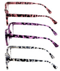 3 Pairs Women’s Reading Glasses – Clear Full-Magnification Lenses, Spring Hinges