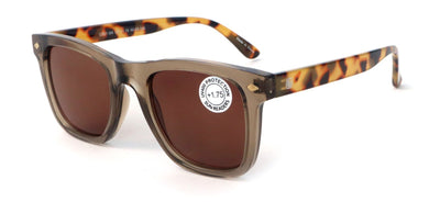 Men Square Tinted Reading Glasses - Fully Magnified Lens Reader - UV Protection
